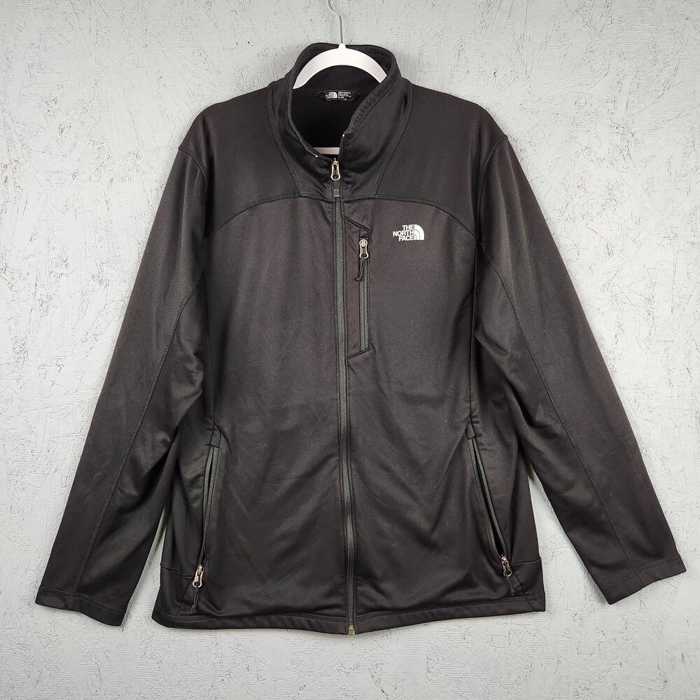 The North Face Jacket Mens XL Black Full Zip Softshell Chest Pocket Outdoors